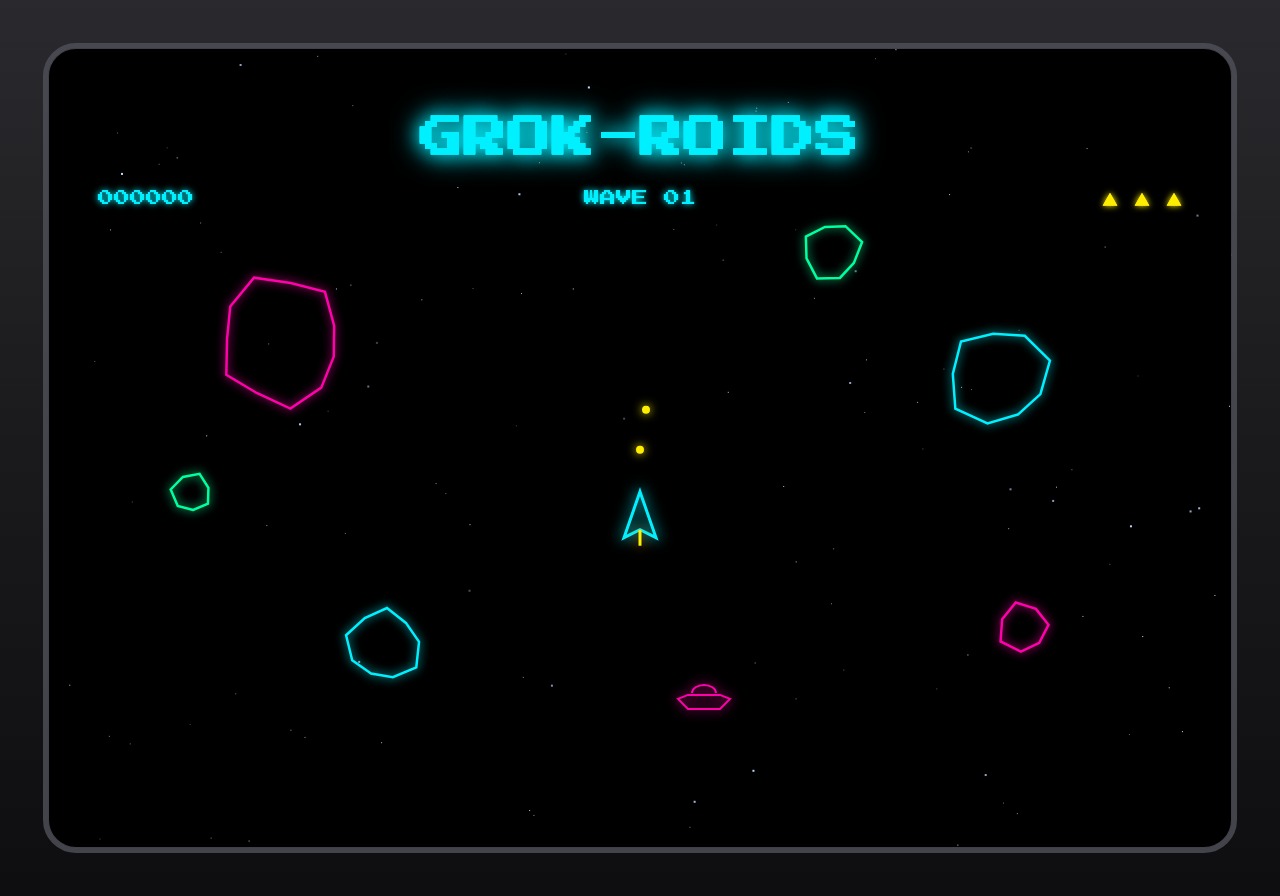 Grok-roids starting state screenshot